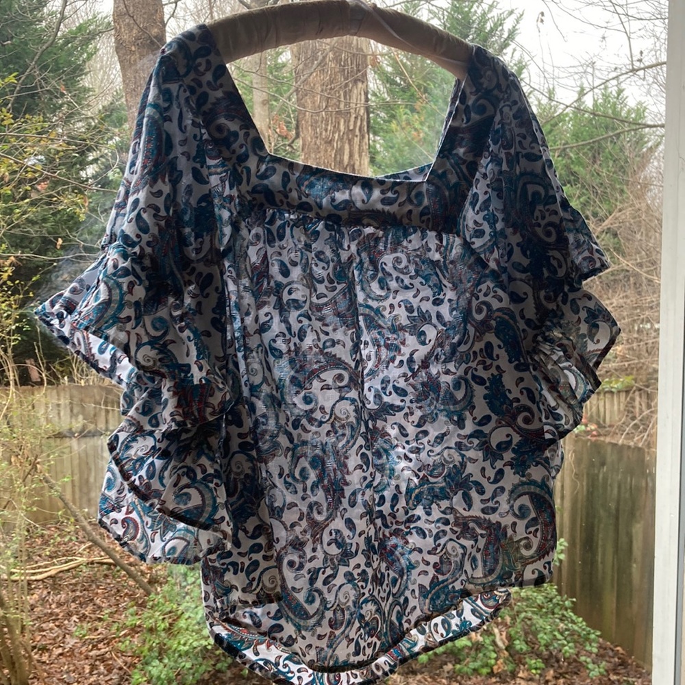 Terra & Sky cotton blue paisley blouse